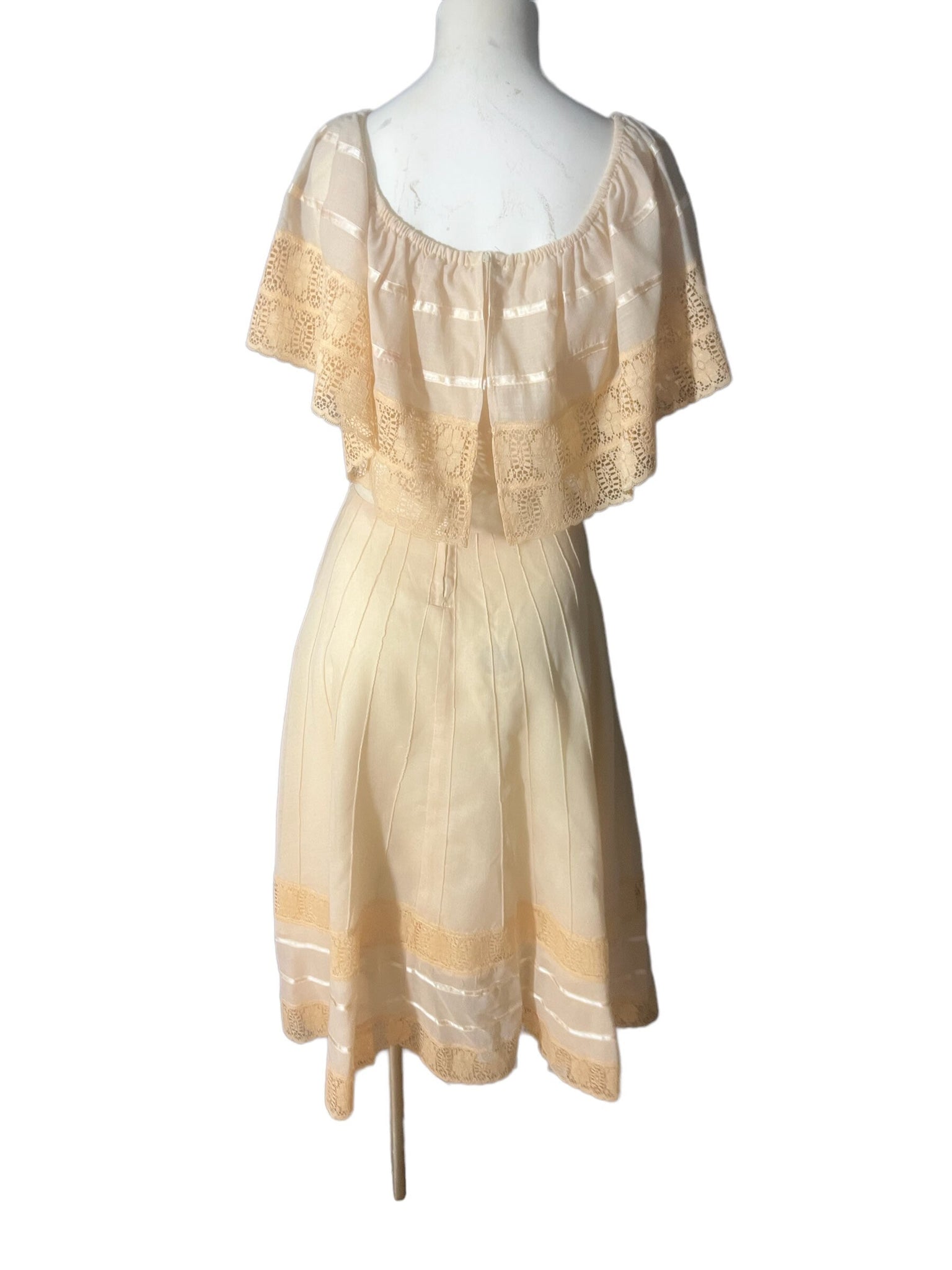 Vintage 70's Mexican prairie dress S