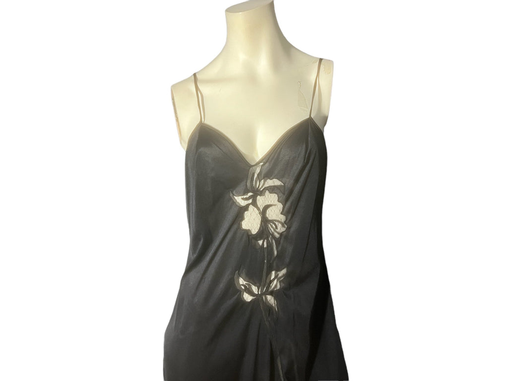Vintage Volup 70's black long nightgown L XL