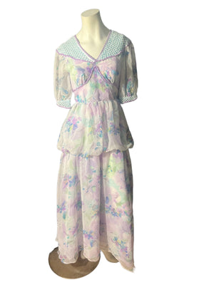 Vintage floral maxi dress S