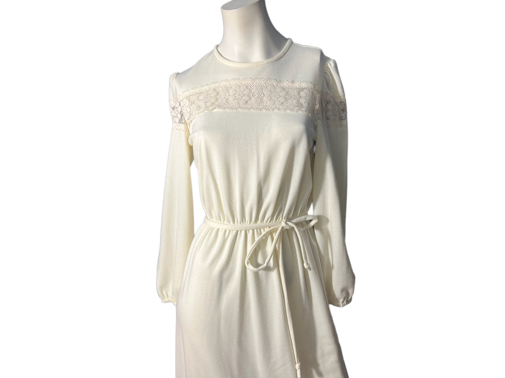 Vintage 70's off white knit dress M
