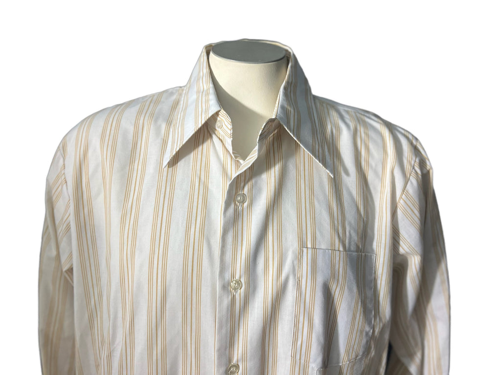 Vintage tan striped 70's shirt L