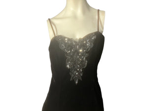 Vintage 80's Jump black velvet party dress 11/12 L