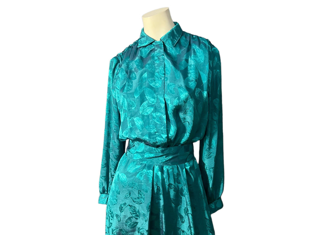 Vintage green 80's dress M 6 Caron