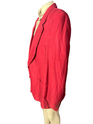 Vintage ultra suede red men's suit jacket 44
