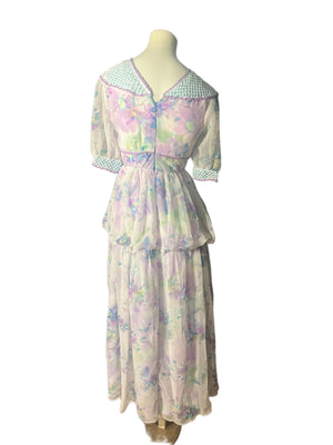 Vintage floral maxi dress S
