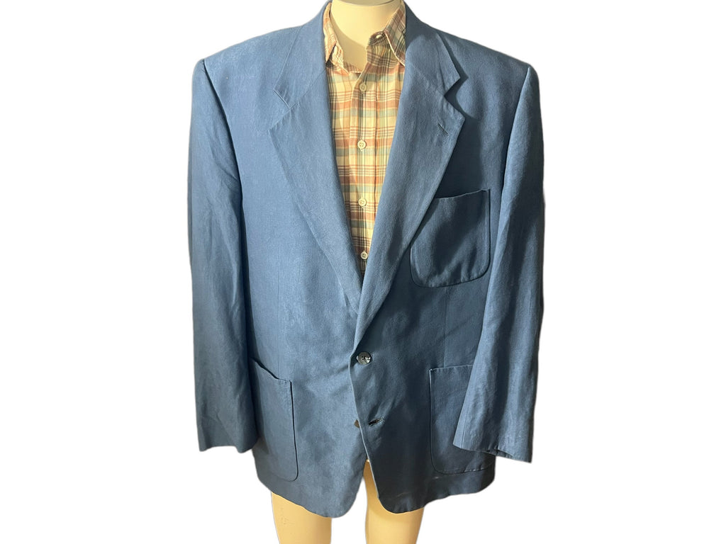 Vintage blue ultra suede suit jacket 44