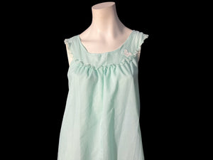 Vintage 60's turquoise nightgown Philmaid M