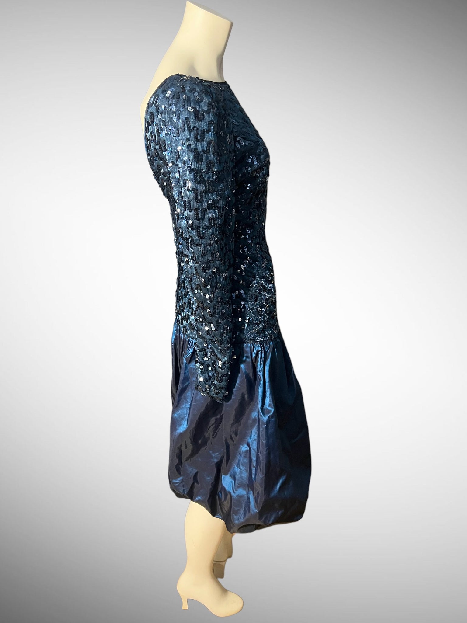 Vintage 80's sequin party dress drop waist S M