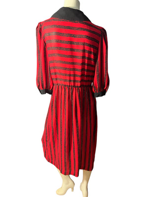 Vintage 80's red & black dress L 12 Melissa Lane