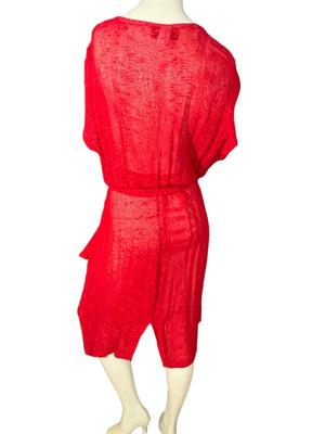 Vintage red 40's style 80’s Phobe peplum knit dress L