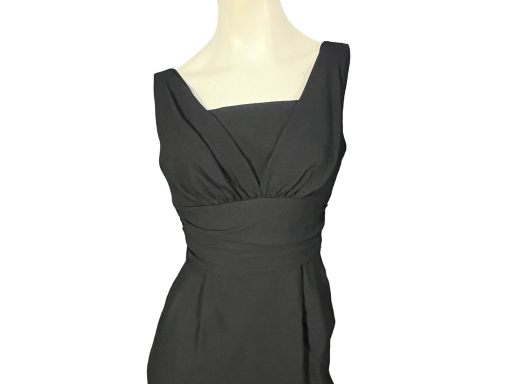 Vintage 60's black sheath fitted dress M