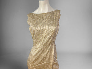 Vintage 60's long gold party dress M
