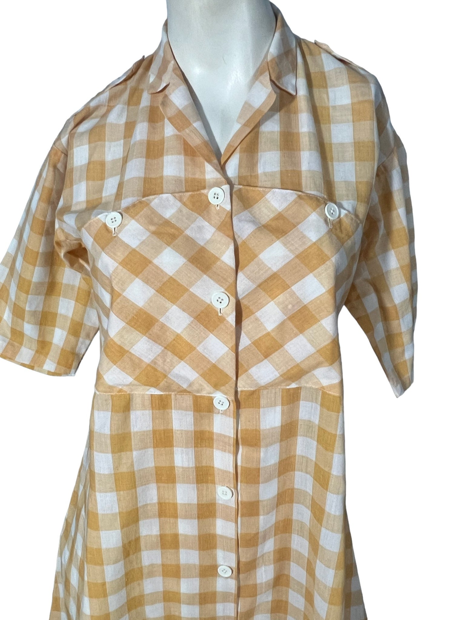 Vintage 80's cotton check shirt dress L