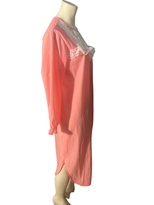 Vintage Keely Reed peach flannel nightgown L