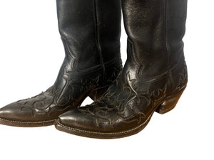 Vintage black Rocketbuster cowboy boots 5D