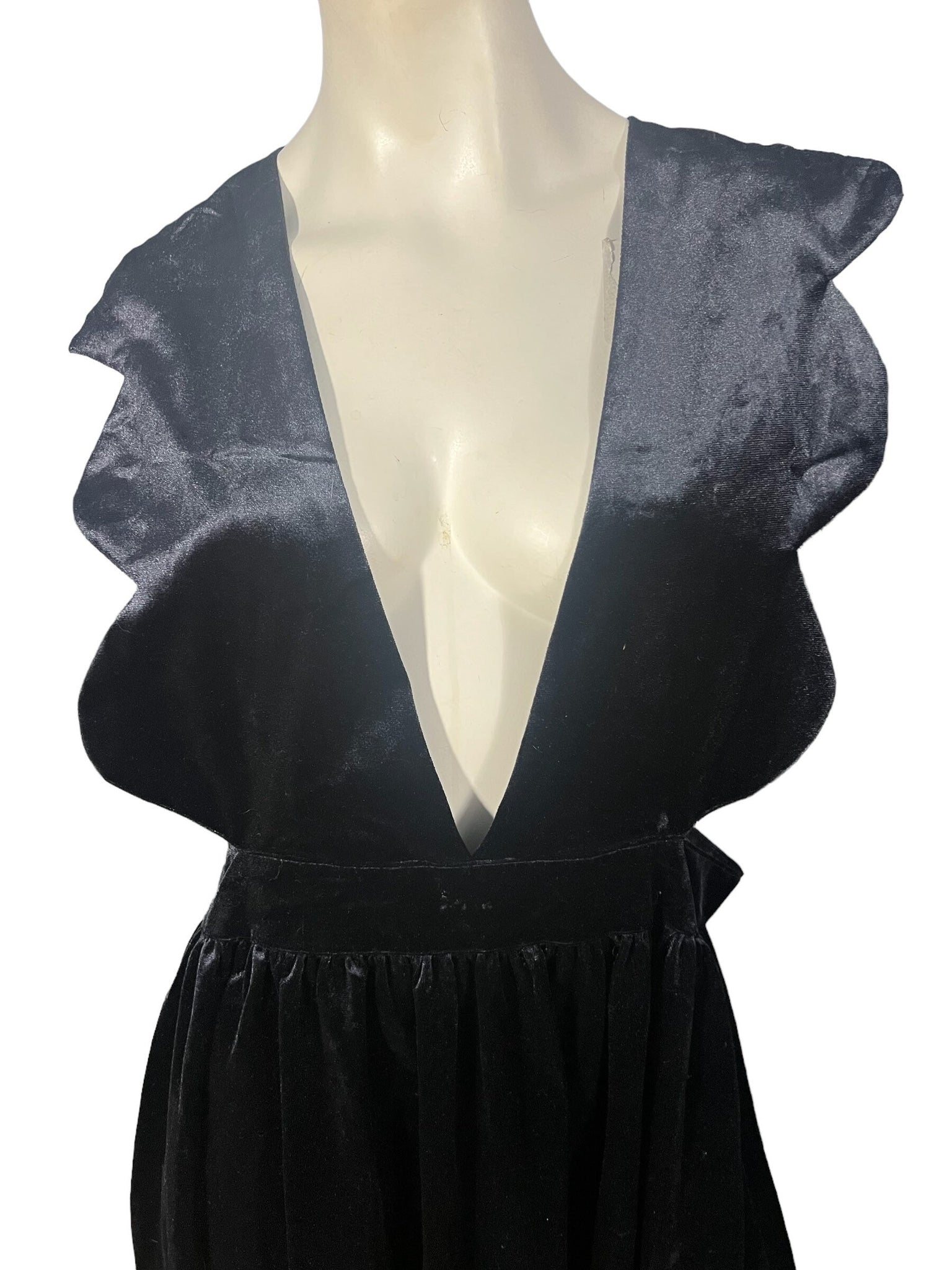 Vintage black velor pinafore dress  L XL