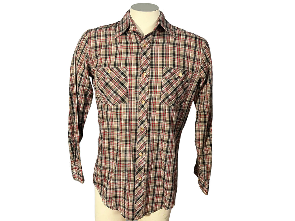 Vintage 80's plaid men's shirt Fruit of the Loom M