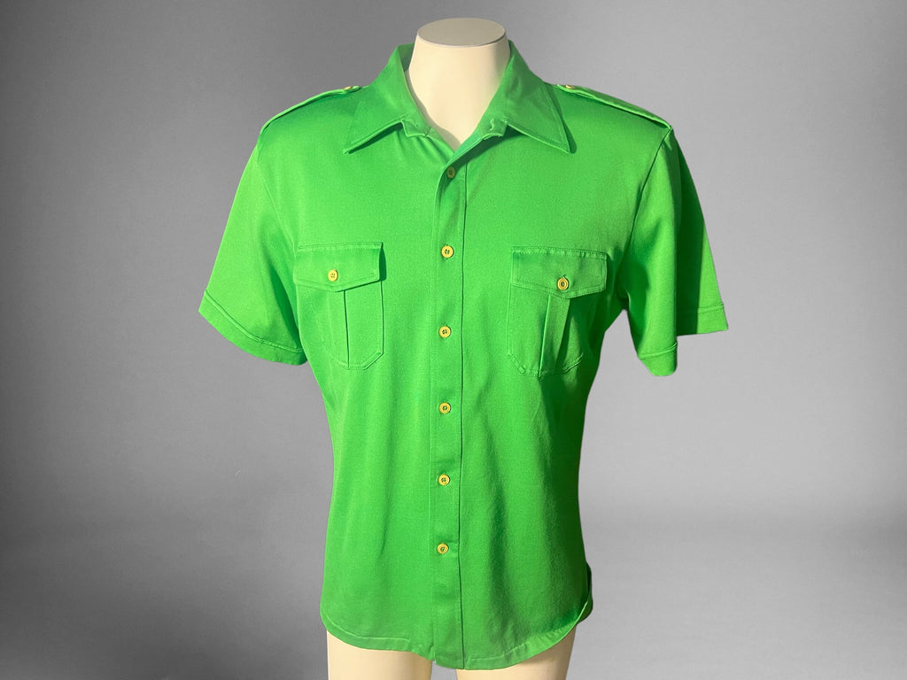 Vintage 70's green shirt Featherlock by Enro sz L