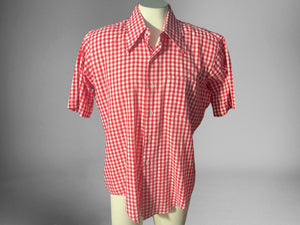 Vintage 70's red check men's shirt L