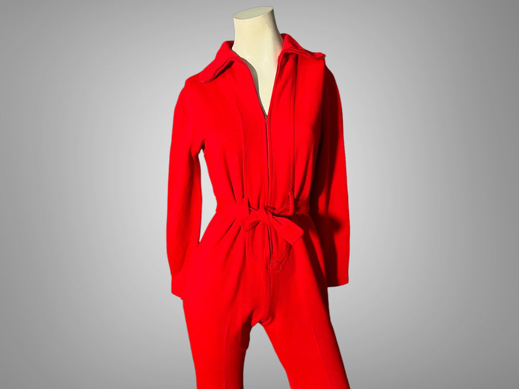 Vintage 70’s red knit jumpsuit M
