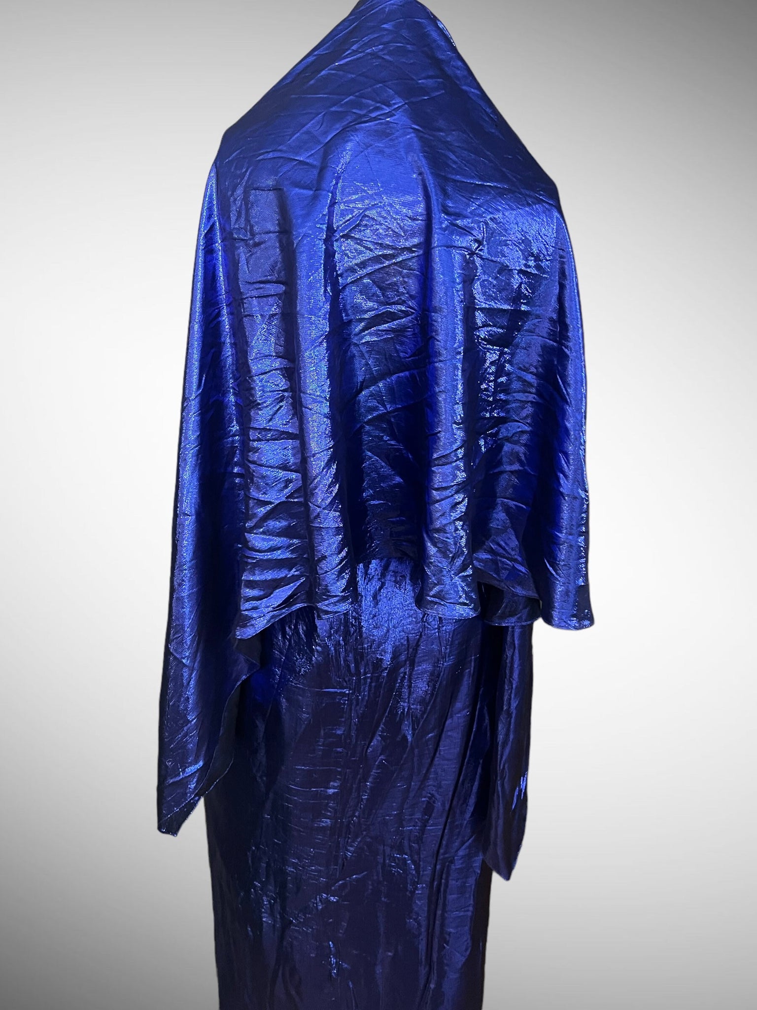 Vintage 80's Victor Costa metallic strapless dress blue M L