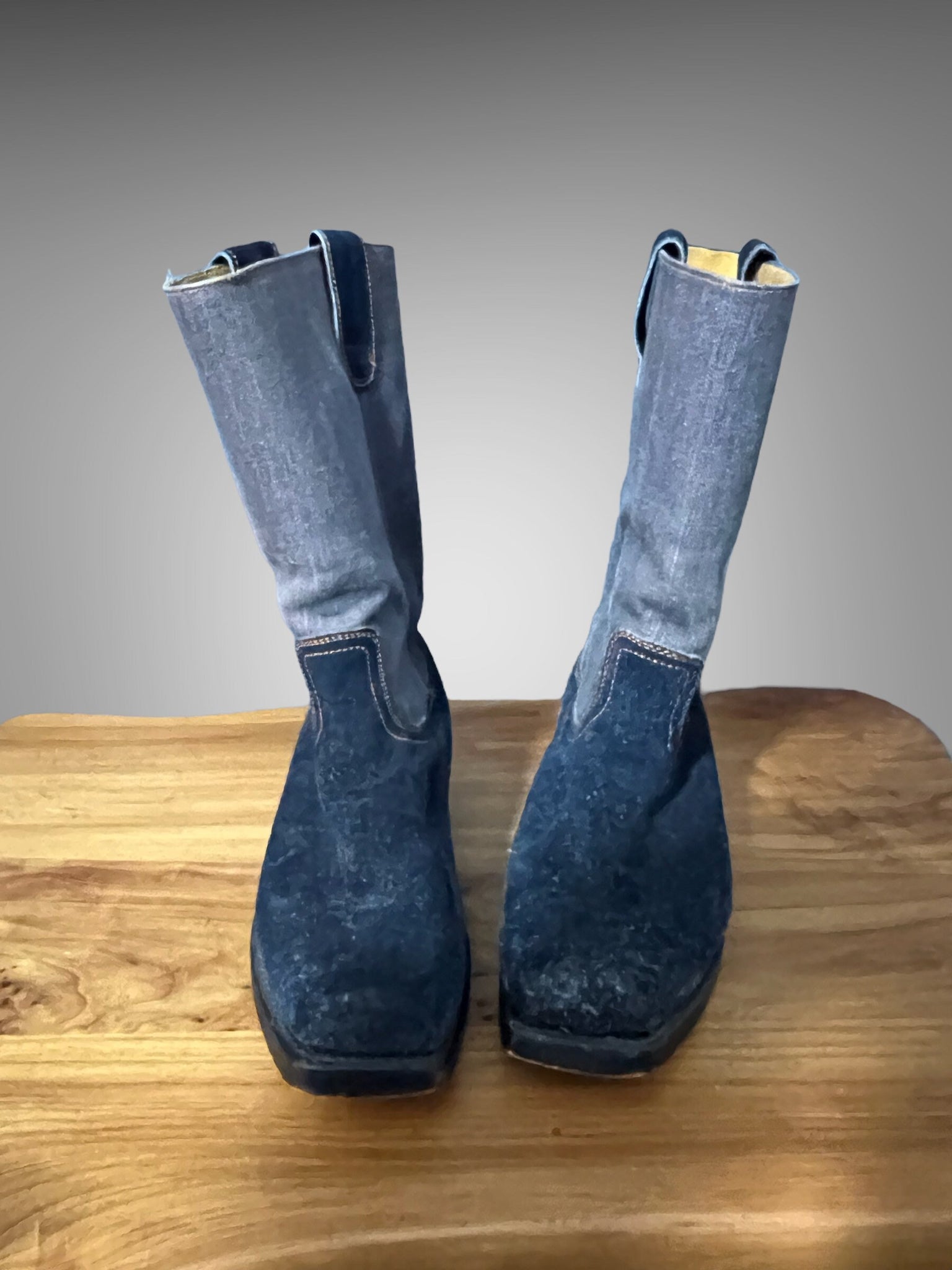 Vintage 70's jean & suede cowboy boots 9.5 D