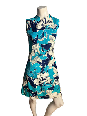 Vintage 60's tropical fitted dress M