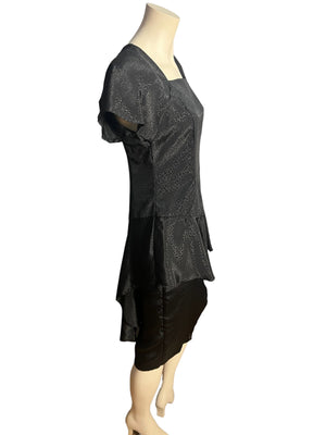 Vintage 80's peplum black dress Pellini M 7/8