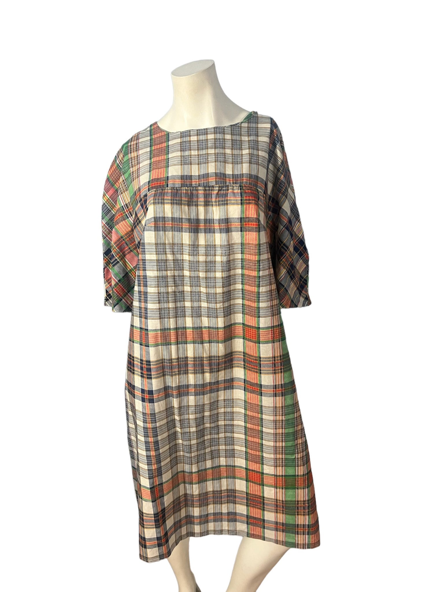 Vintage cotton plaid house dress L XL
