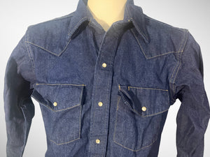 Vintage 70's blue jean western shirt L