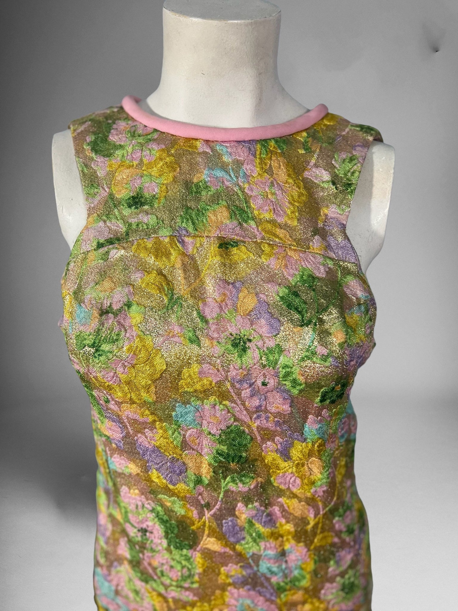 Vintage 60's gold floral maxi dress xs