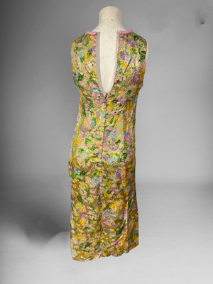 Vintage 60's gold floral maxi dress xs