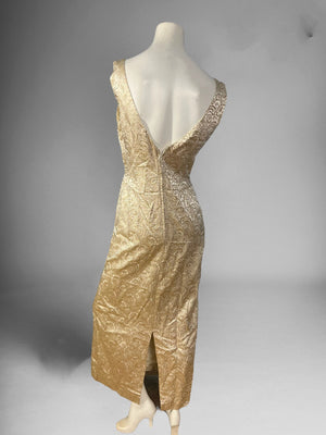 Vintage 60's long gold party dress M