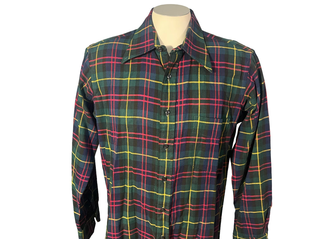 Vintage 70's plaid Top Drawer men's shirt L