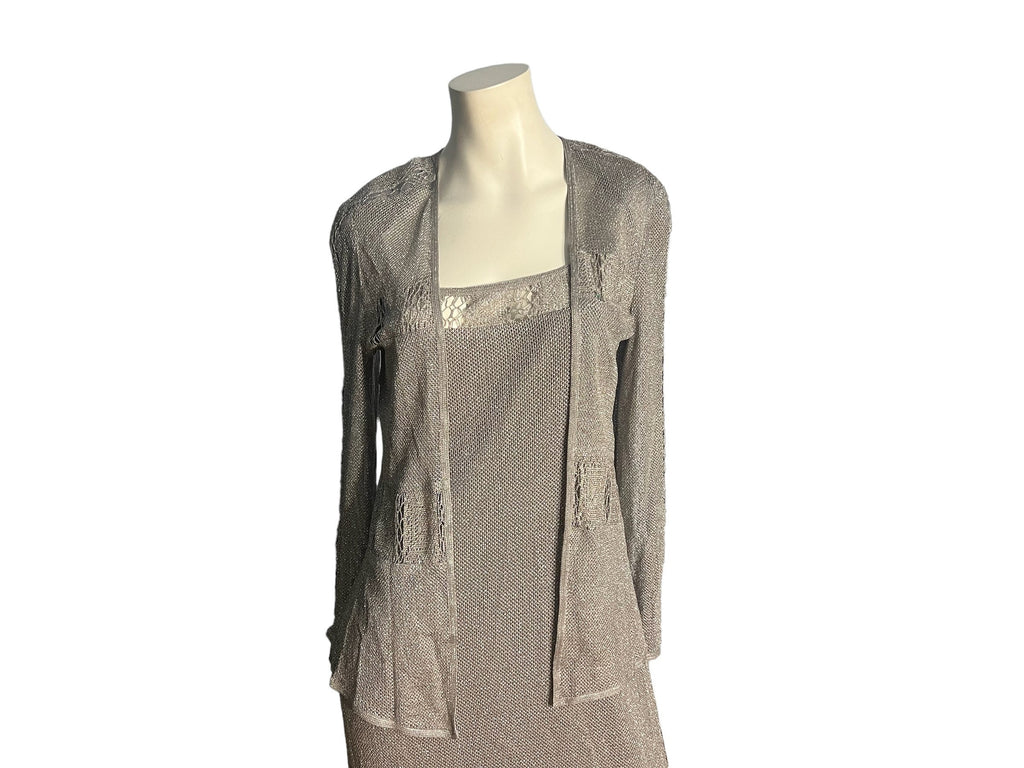 Vintage silver mesh lurex dress & jacket by Damianou S