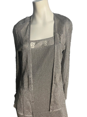 Vintage silver mesh lurex dress & jacket by Damianou S