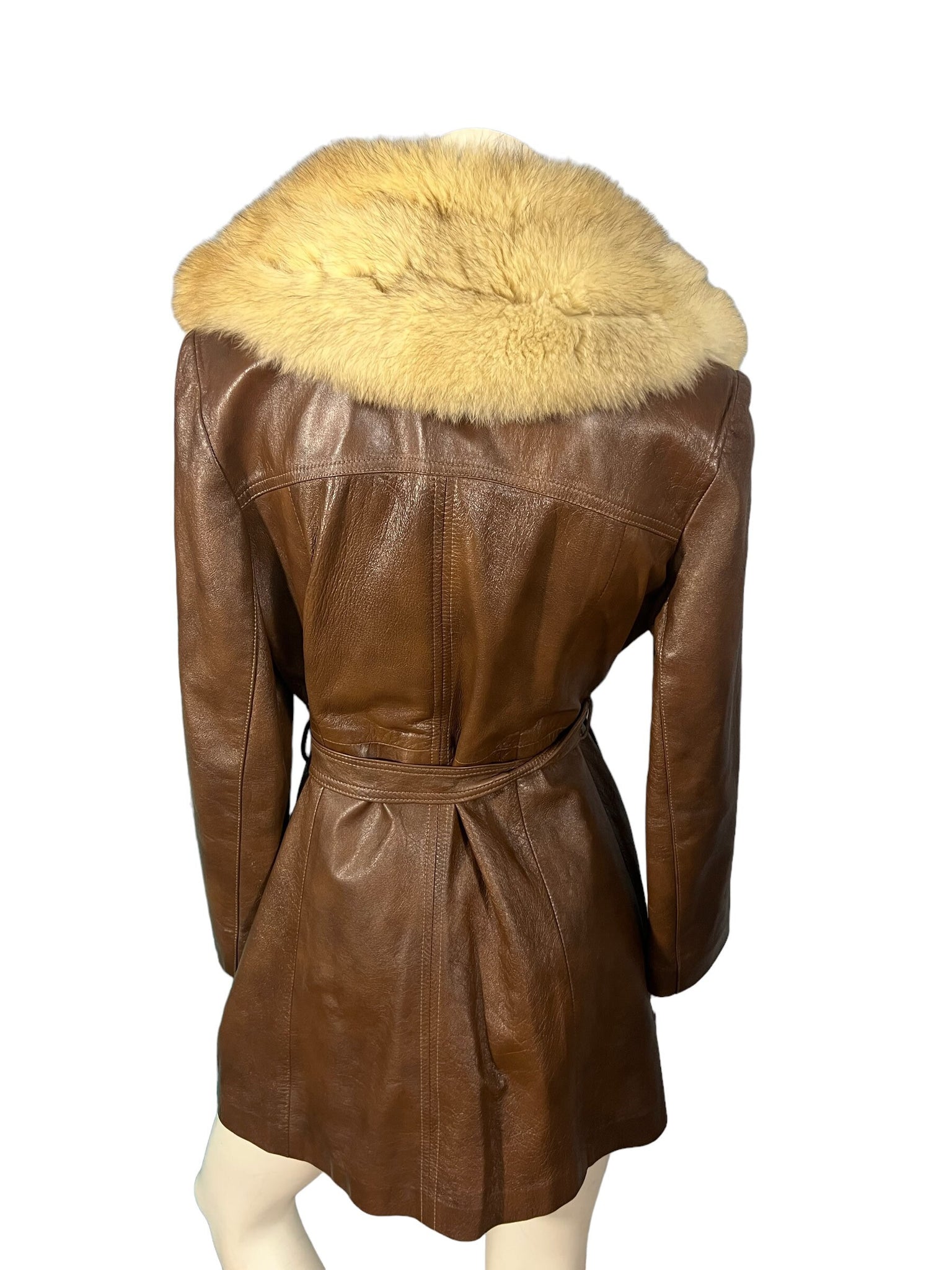 Vintage 70's leather pennylane coat L brown