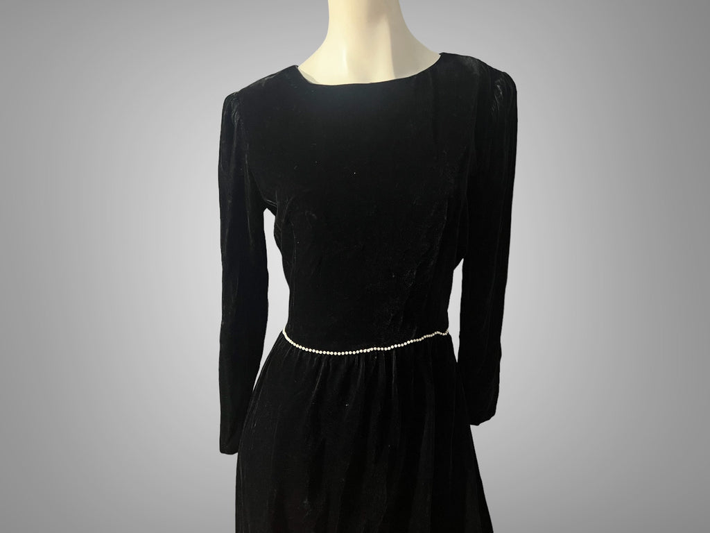 Vintage Lanz black velvet dress S party