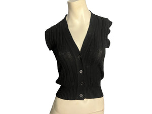 Vintage 70's black sweater vest top M