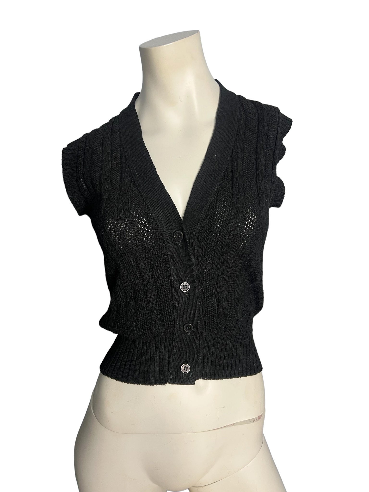 Vintage 70's black sweater vest top M