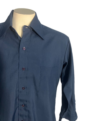 Vintage 70's blue 70's Sears Perma Prest shirt L 46