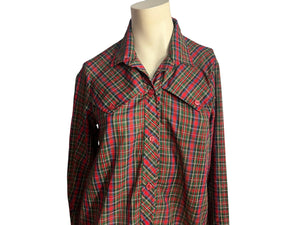 Vintage 70's red plaid maternity shirt 11/12