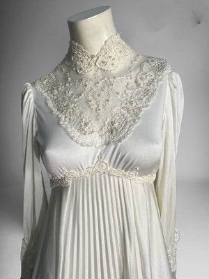 Vintage slinky 70's prairie wedding dress S M