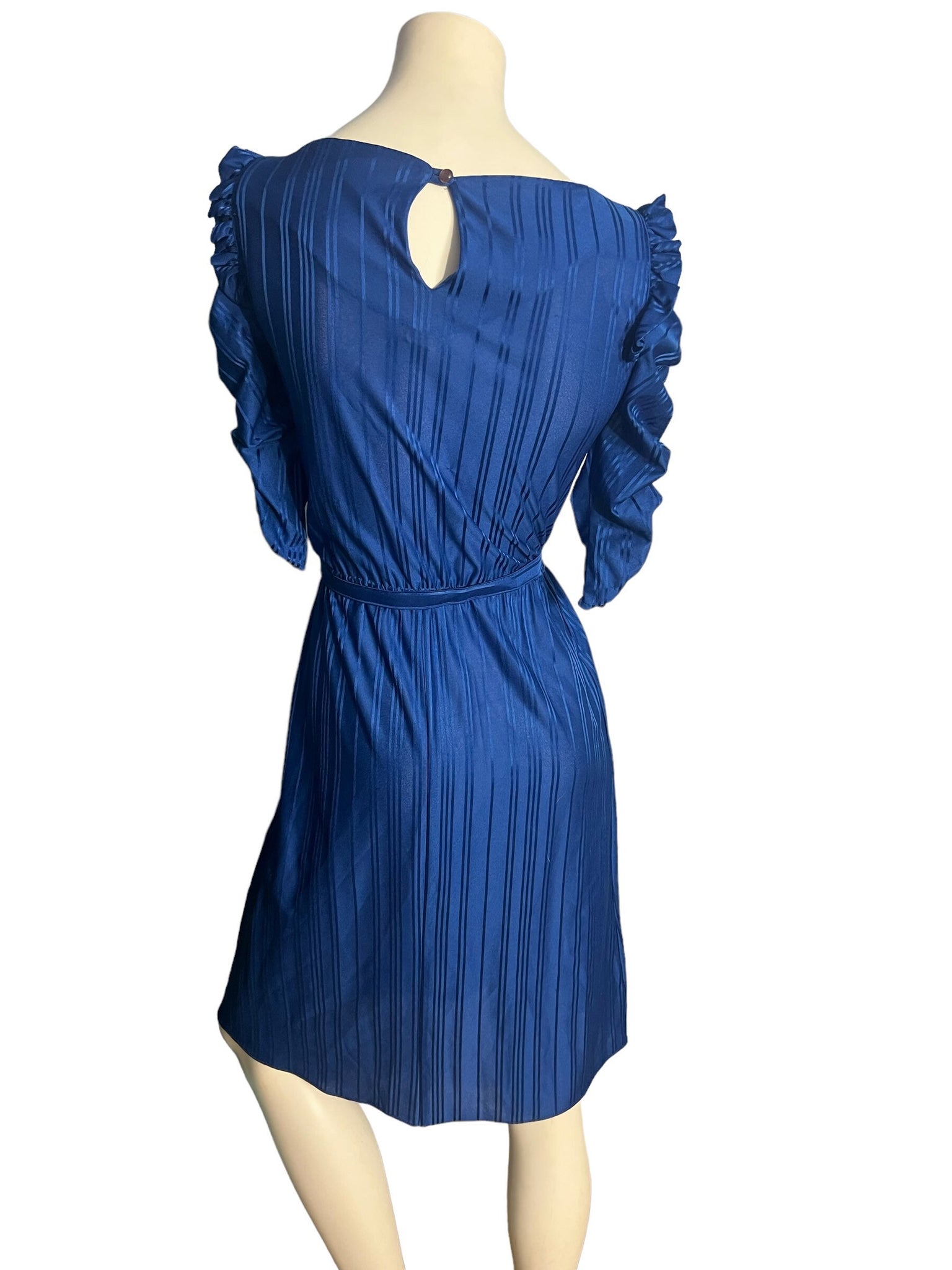 Vintage blue 80's dress semi sheer S M