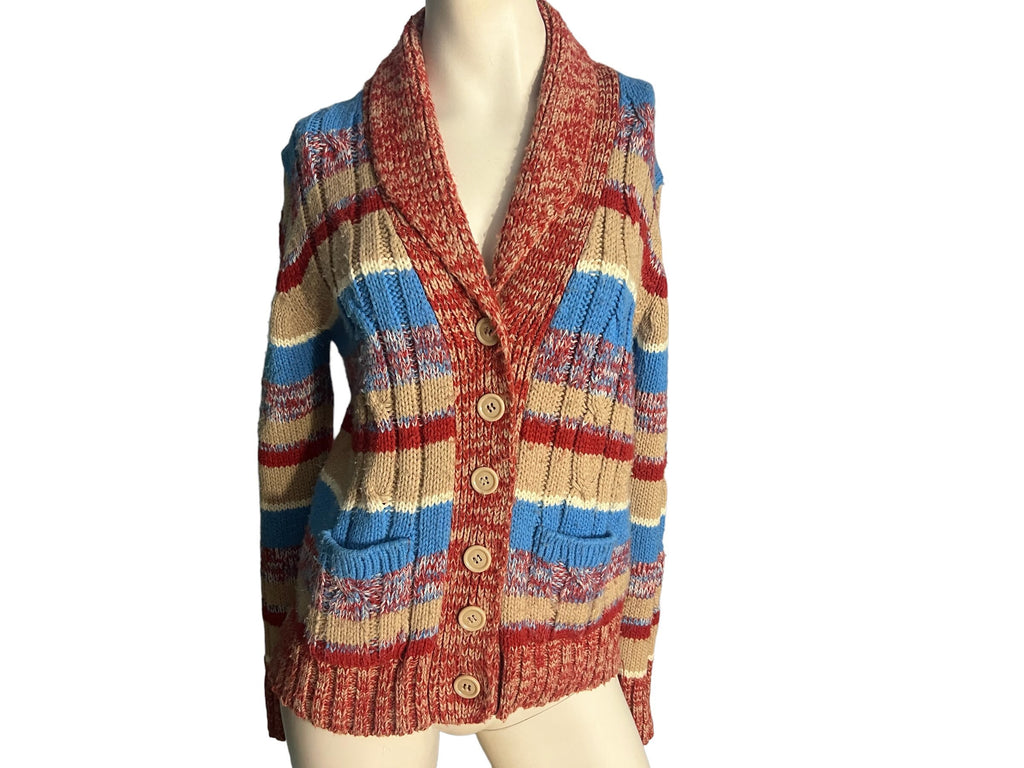 Vintage 70's striped cardigan sweater M