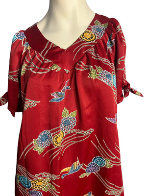 Vintage 70's red Hawaiian caftan dress Malama 8