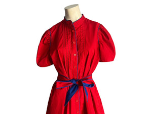 Vintage 80's red & blue dress Townhouse 201/2 sz XL