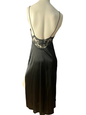Vintage 70's black lace nightgown lingerie M