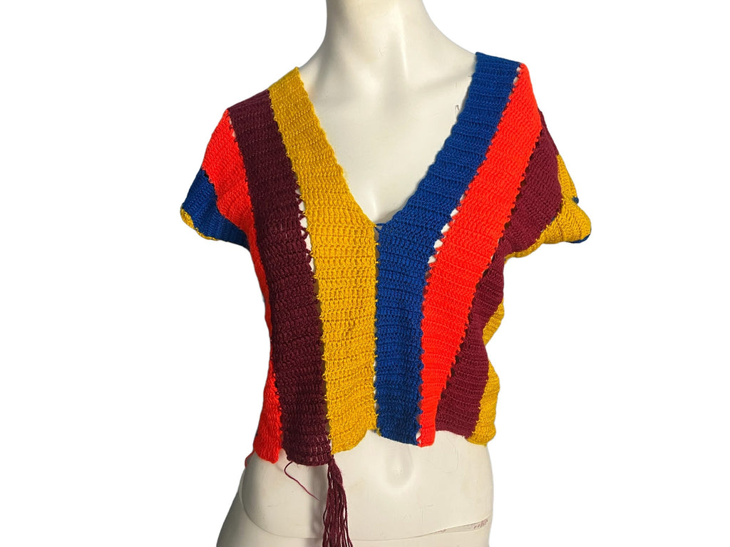 Vintage handmade striped half sweater M