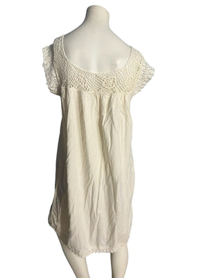 Vintage white cotton crochet lounge dress L